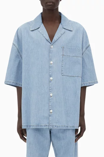 قميص بقصة مربعة دينم قطن