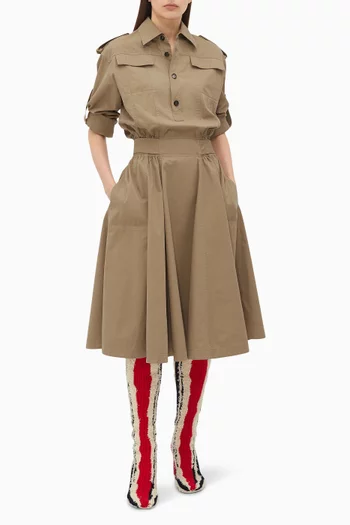 Shirt Midi Dress in Cotton Twill