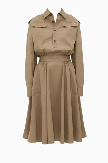 Shirt Midi Dress in Cotton Twill