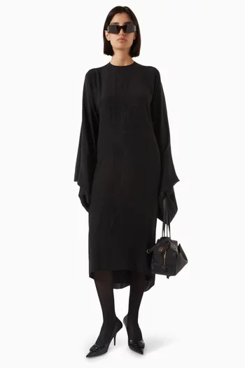 Large-sleeve Dress in Silk-jacquard