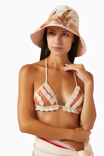 Printed Bucket Hat in Linen