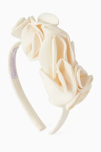 Sweet Pea Floral-applique Headband in Satin
