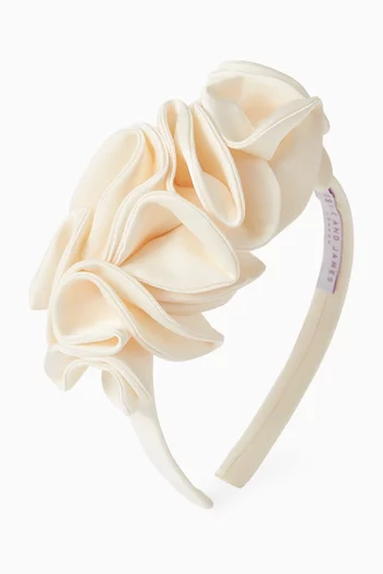 Sweet Pea Floral-applique Headband in Satin
