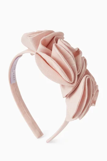 Sweet Pea Floral-applique Headband in Satin
