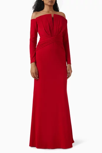 Leona Off-shoulder Maxi Dress in Crepe