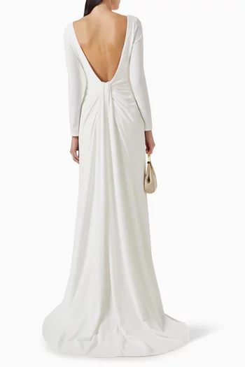 فستان سهرة بدرابيه كريب