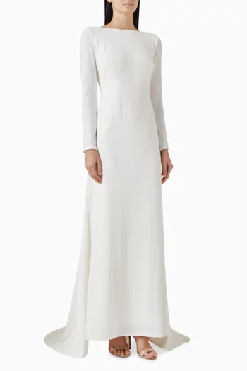 فستان سهرة بدرابيه كريب