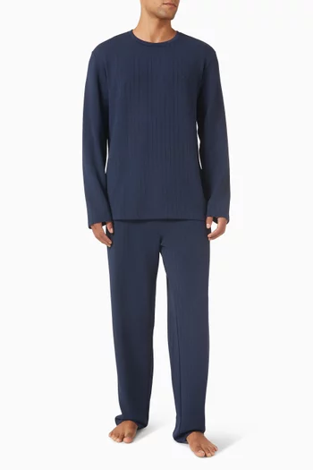 طقم بيجاما بتصميم طويل قطن