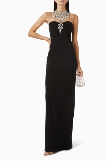 Crystal-embellished Dress in Velvet-satin