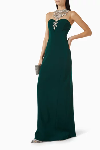 Crystal-embellished Dress in Velvet-satin