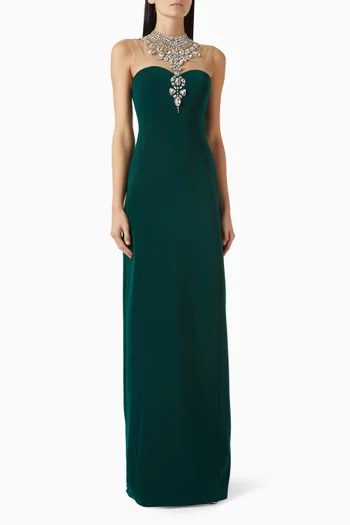 Crystal-embellished Dress in Velvet-satin