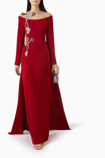 Crystal-embellished Dress in Velvet-satin
