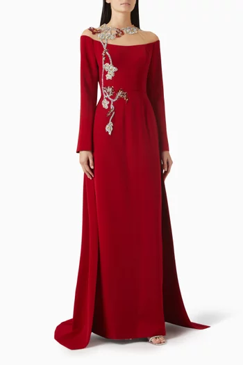 Crystal-embellished Dress in Velvet-satin