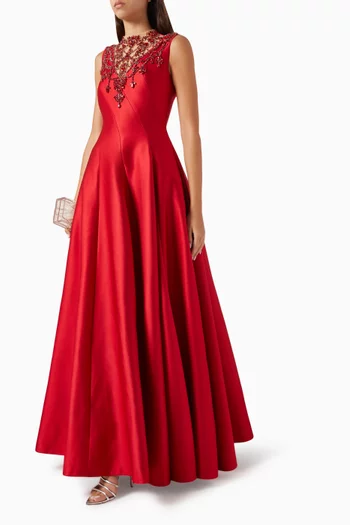 Embellished Neckline Maxi Dress