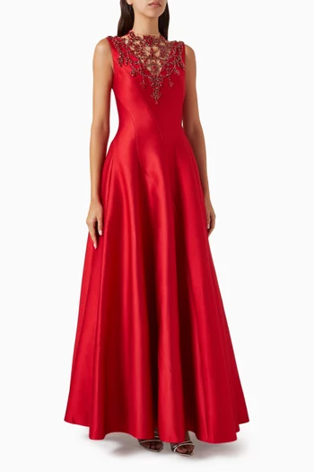 Embellished Neckline Maxi Dress