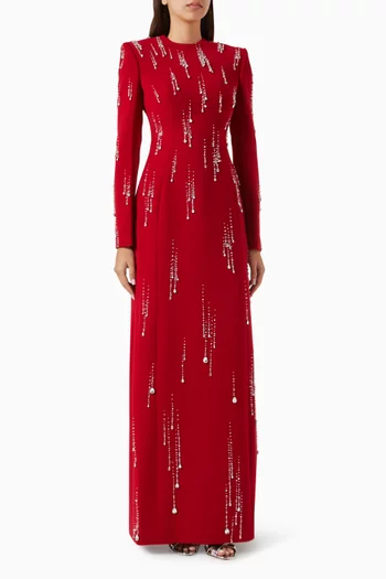 Crystal-drop embellished Maxi Dress