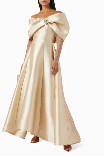 Off-shoulder Flared Maxi Gown