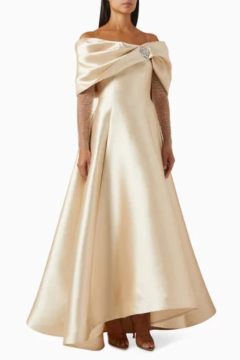 Off-shoulder Flared Maxi Gown