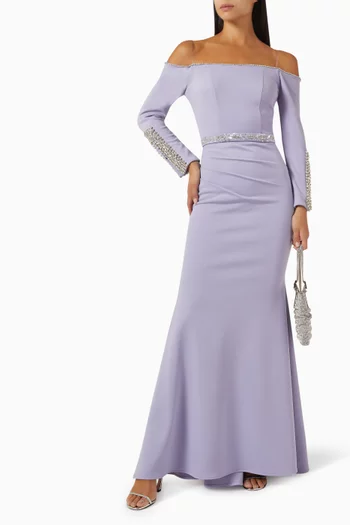 Off-shoulder Embellished Gown