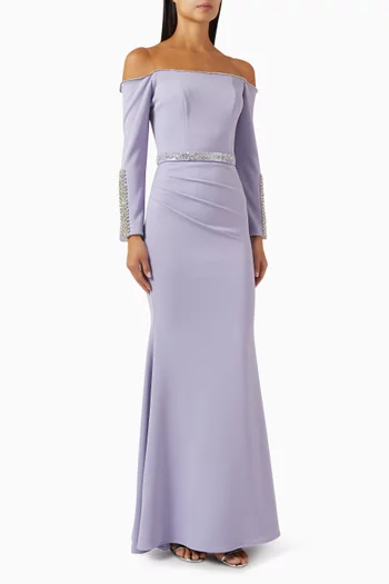 Off-shoulder Embellished Gown