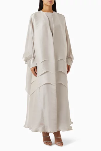 Layered 3-piece Abaya Set in Silk Organza