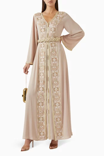 Bead-embellished Belted Kaftan