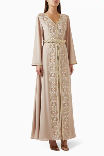 Bead-embellished Belted Kaftan