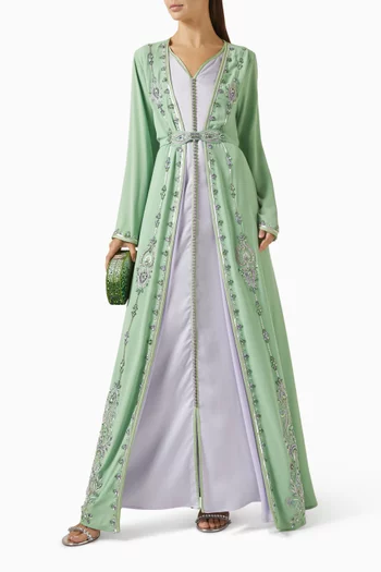 Bead-embellished Belted Kaftan