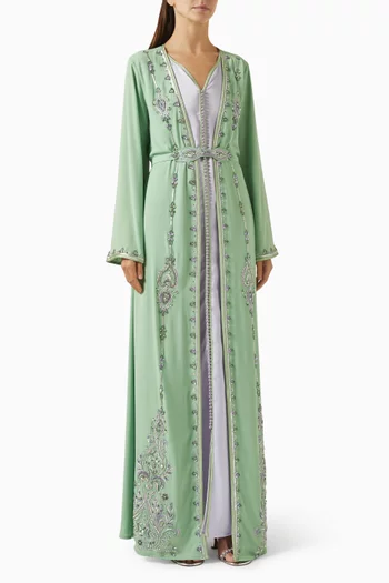 Bead-embellished Belted Kaftan