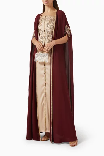 Bead-embellished Belted Kaftan & Dress