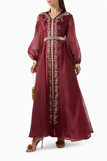Bead-embellished Belted Kaftan