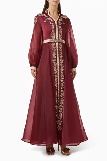Bead-embellished Belted Kaftan