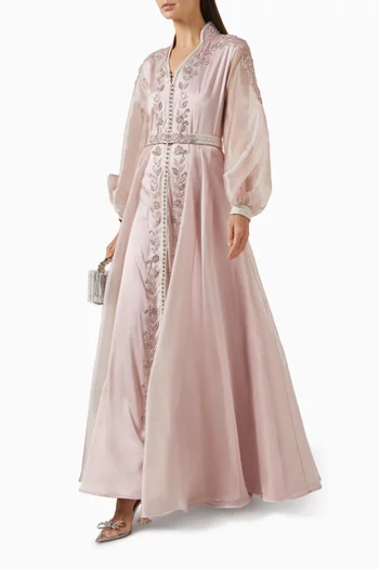 Bead-embellished Belted Kaftan