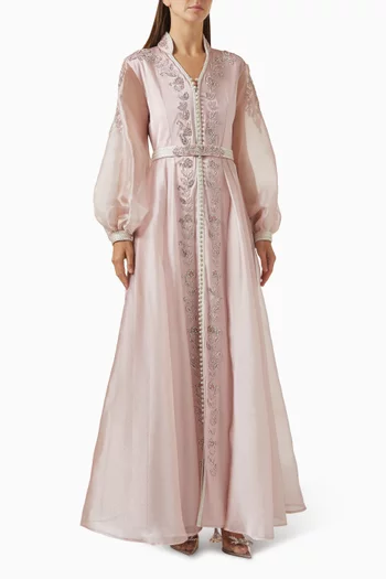 Bead-embellished Belted Kaftan