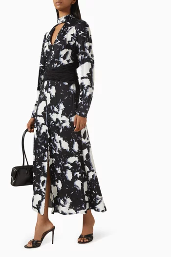 Printed Ruched Dress in Viscose