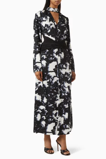Printed Ruched Dress in Viscose