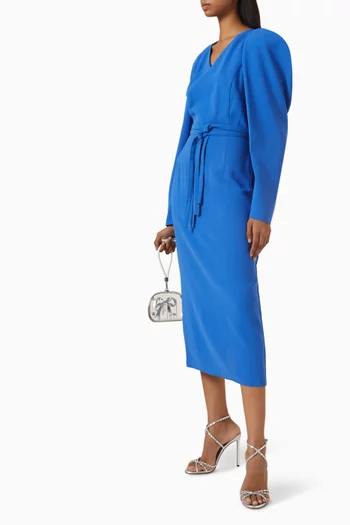 Puff-sleeve Belted Dress