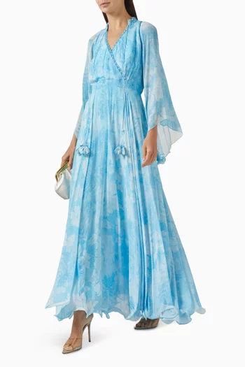 Printed Maxi Dress in Crepe
