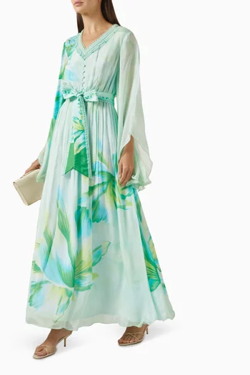 Drawstring Maxi Dress in Chiffon