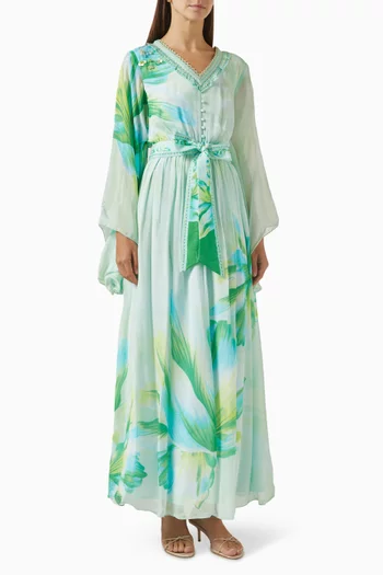 Drawstring Maxi Dress in Chiffon