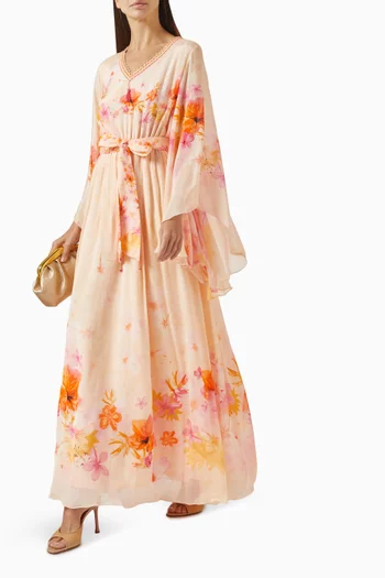 Drawstring Maxi Dress in Chiffon