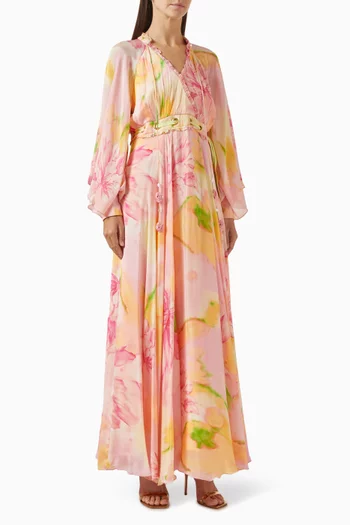 Printed Maxi Dress in Chiffon
