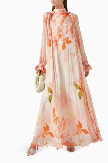 Belted Maxi Dress in Crepe