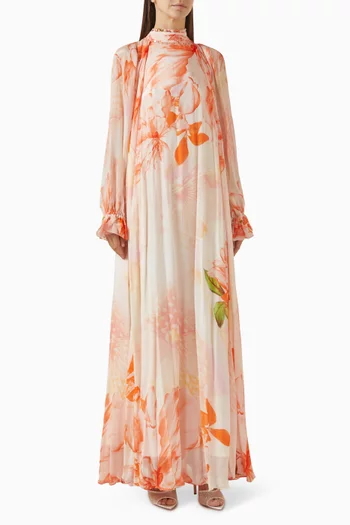 Belted Maxi Dress in Crepe
