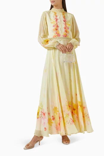Embellished Maxi Dress in Chiffon