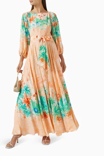 Handkerchief Printed Dress in Crepe-chiffon