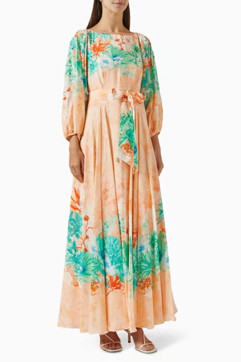 Handkerchief Printed Dress in Crepe-chiffon