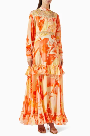 Floral-print Tiered Maxi Dress