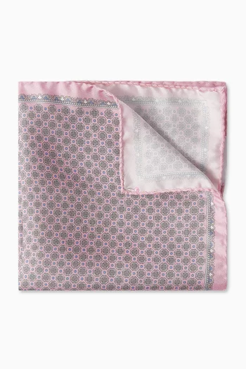 Geometric-print Pocket Square in Silk