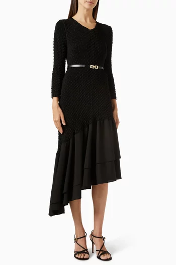 Odessa Textured Belted Midi Dress